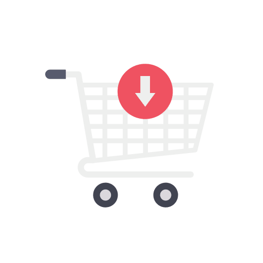 Shopping cart ecommerce commerce and shopping down arrow icon