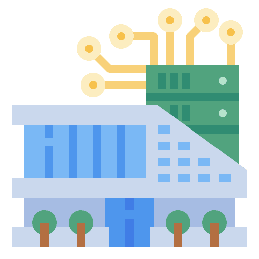 Data center technology digital building icon