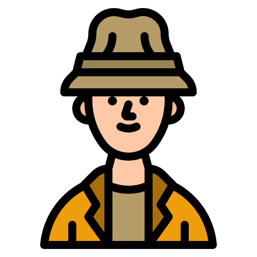 Traveller man fisherman people icon