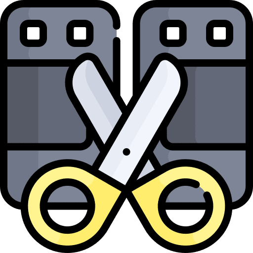 Cut scene scissors film strip film icon