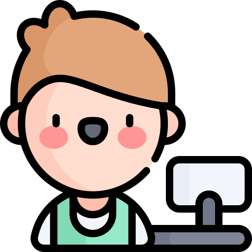 Cashier brown hair boy supermarket icon