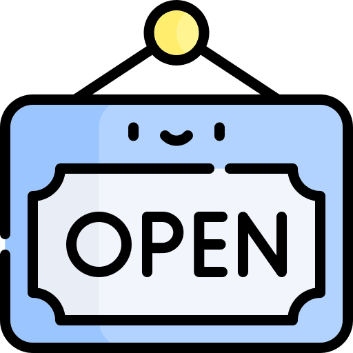 Open opening hours shopping center sign icon
