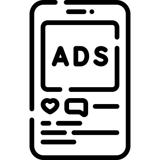 Ads mobile phone social media marketing icon