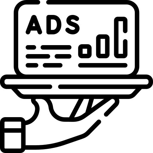 Ads publicity data analytics stats icon