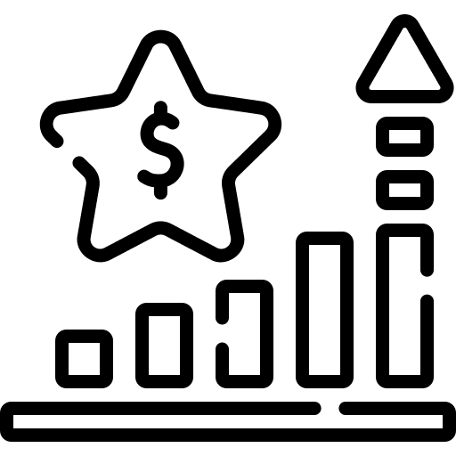 Increase line graph growth popularity icon