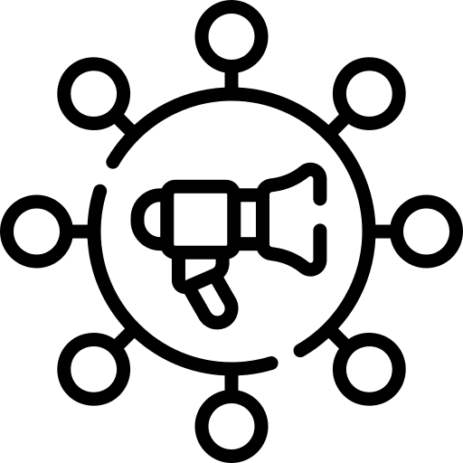 Viral marketing music and multimedia network content icon