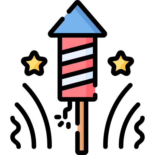 Fireworks fire cracker birthday and party petard icon