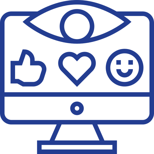Social media monitor smile thumbs up icon