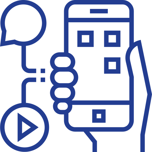 Social media play phone chat icon