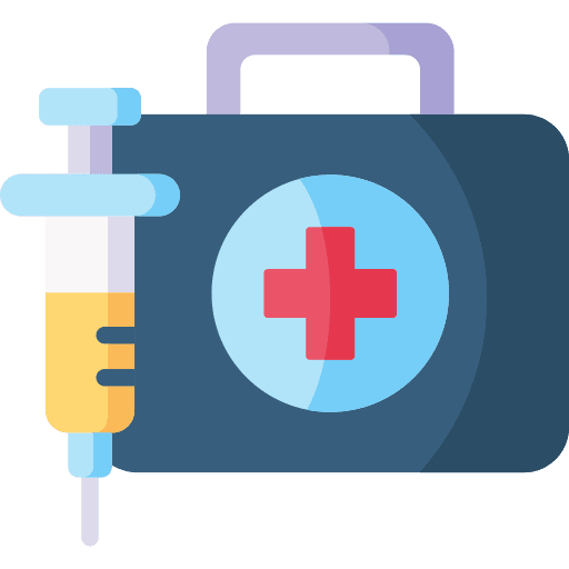 First aid kit syringe hospital medical equipment icon