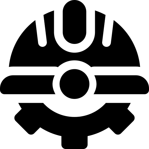 Helmet mechanic cog engineer icon