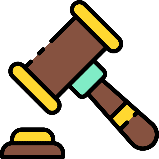 Justice judge hammer auction icon