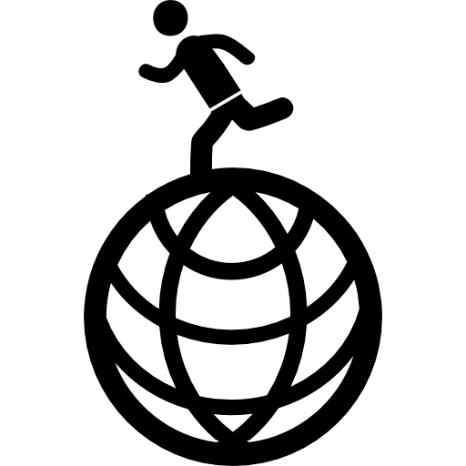 Runner worldwide man earth grid icon