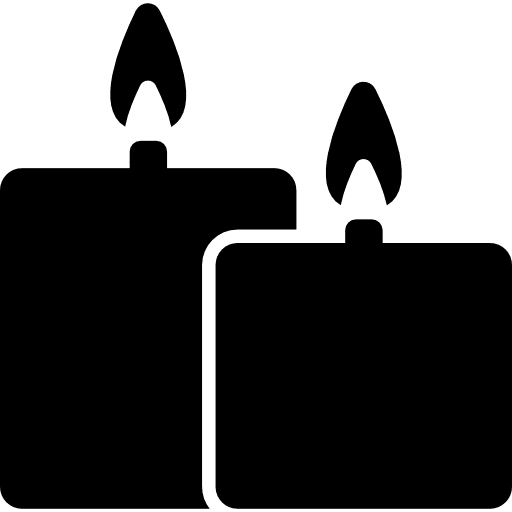 Relaxing spa light of burning candles couple relaxing tools candle icon