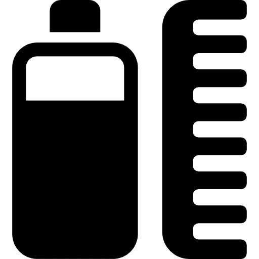 Spa hair treatment lotion and comb treatment tool tools and utensils icon