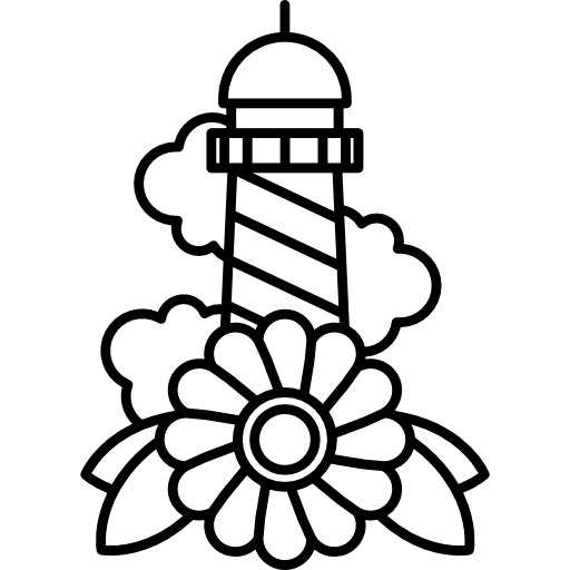 Lighthouse navigation tattoo buildings icon