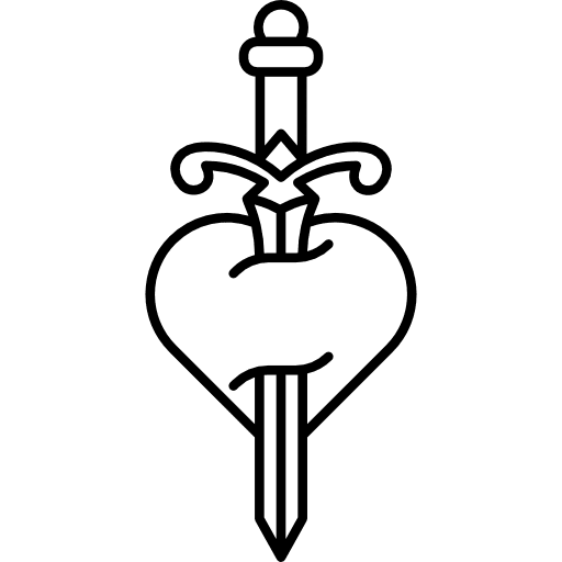 Dagger weapons heart vintage icon