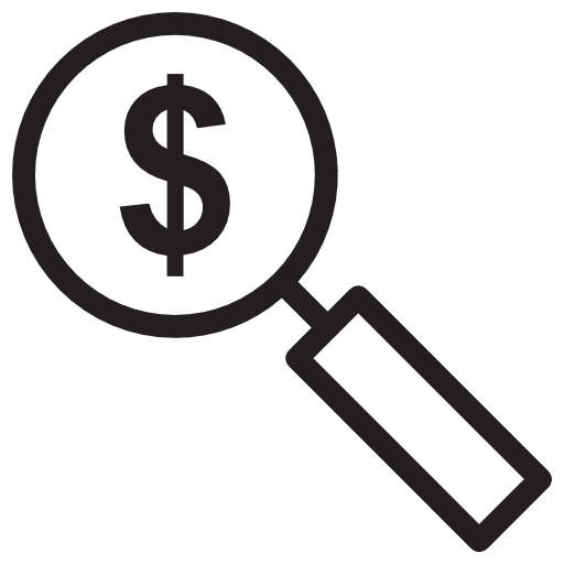 Magnifying glass magnifying glass dollar symbol loupe icon