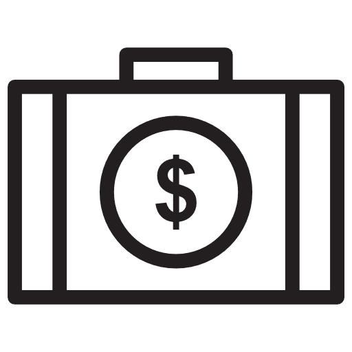 Briefcase business dollar symbol suitcase icon