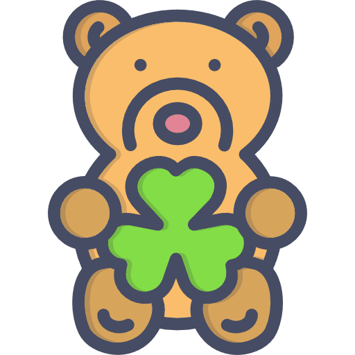 Teddy bear kid and baby shamrock teddy bear icon