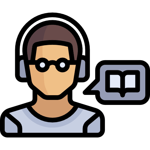 Audiobook education headphones device icon