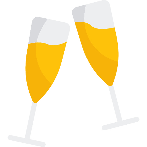 Champagne birthday and party refreshment glass icon