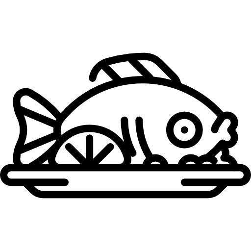 Fish food and restaurant animal supermarket icon