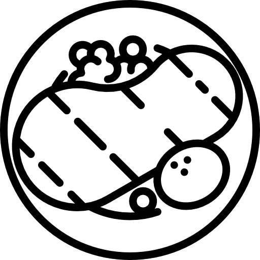 Steak food and restaurant grilled barbecue icon