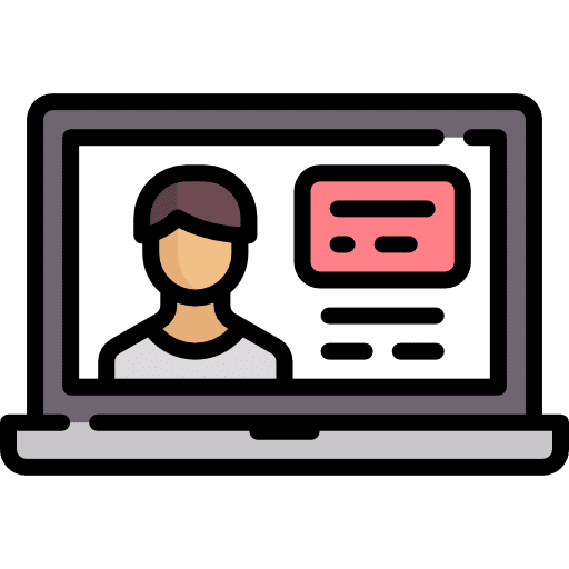 Video call communications technology man icon