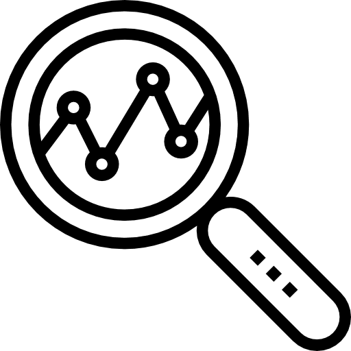 Analytics loupe analytics benchmark icon