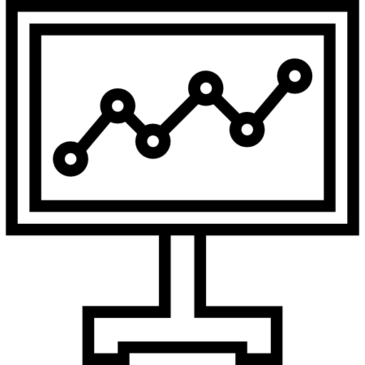 Analytics line chart monitor seo and web icon