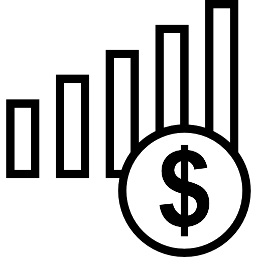 Profits statistics coin graphic icon