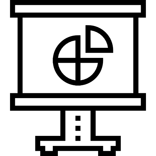 Analytics graphic pie chart stand icon