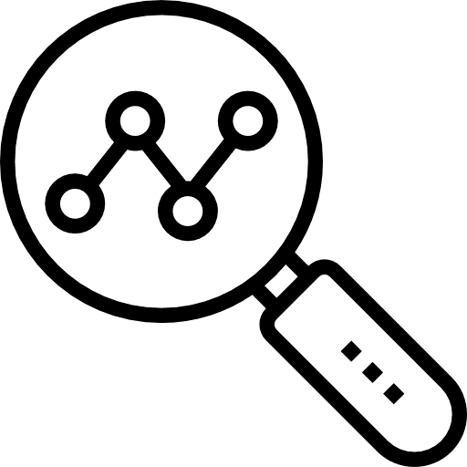 Analytics line chart analytics loupe icon