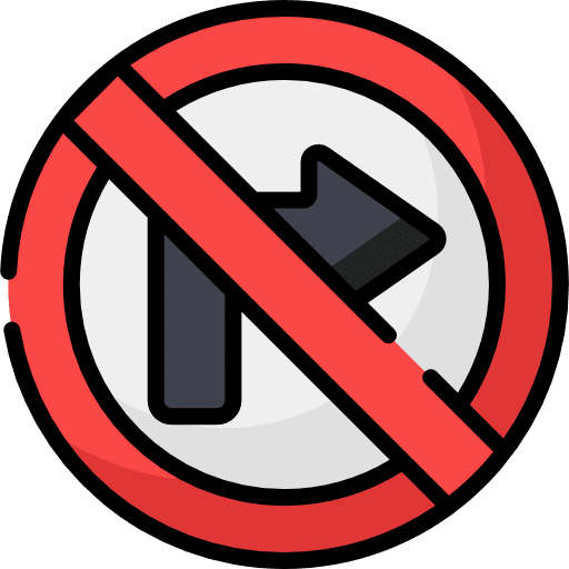 No turn right signaling traffic traffic sign icon