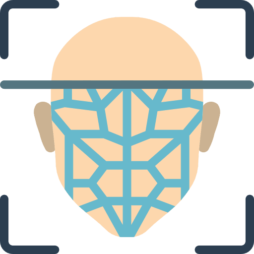 Facial recognition electronics security future icon