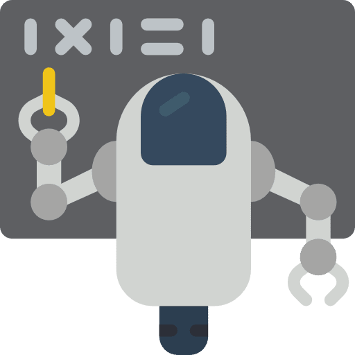 Teaching ai robot machine icon