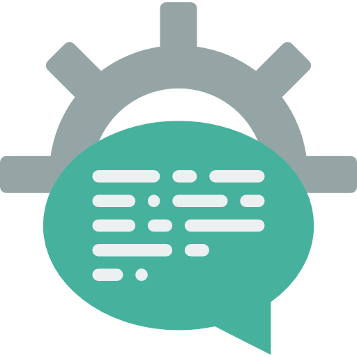 Speech bubble gear communications electronics icon