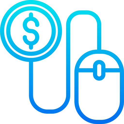 Pay per click computer coin money icon