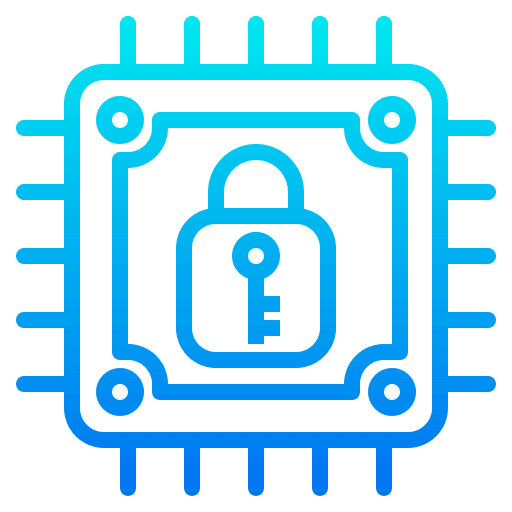 Cyber security cpu padlock network icon