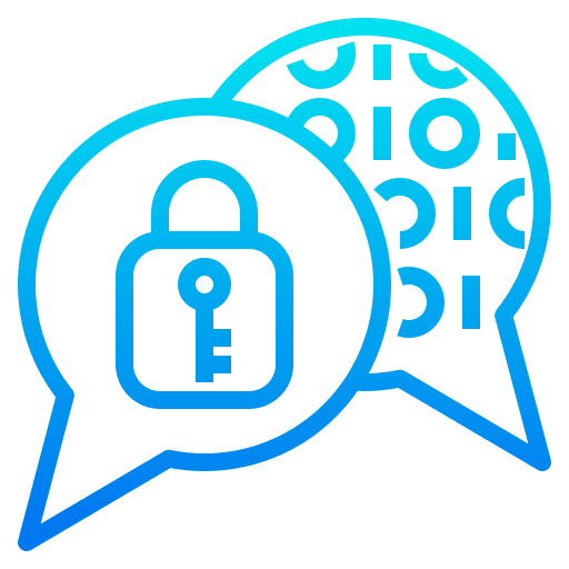Data encryption padlock speech bubbles security icon