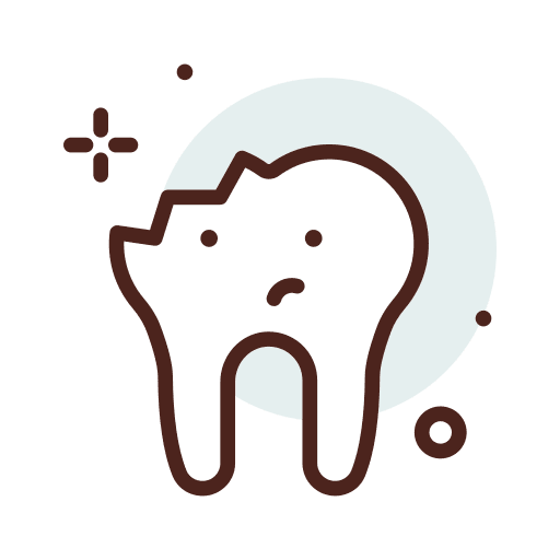 Broken tooth dentist orthodontic tooth icon