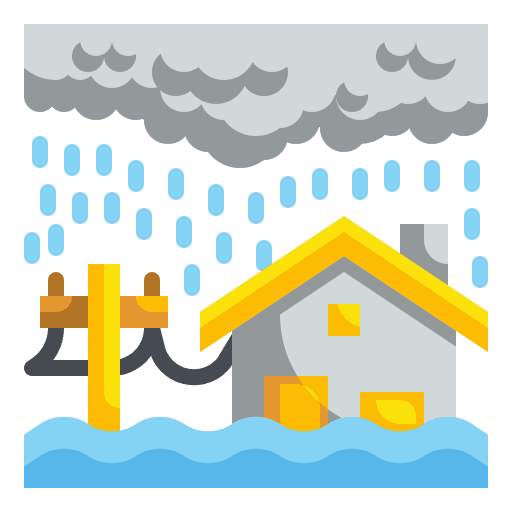 Flood ecology and environment flooded flood icon