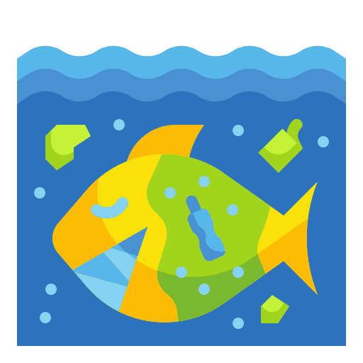 Micro plastic fish contamination ecology and environment icon