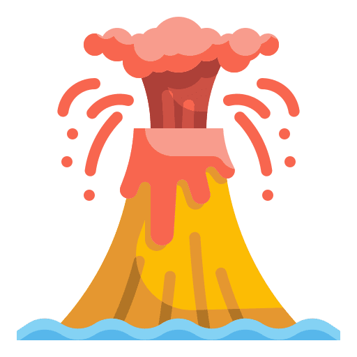 Volcano dangerous eruption landscape icon