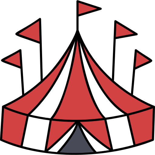 Circus tent buildings fairground amusement park icon