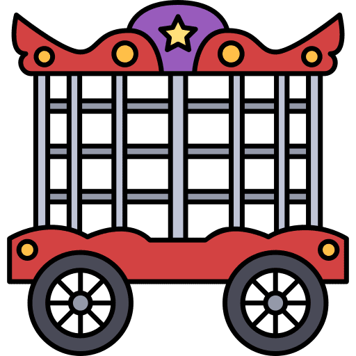 Circus wagon animal birthday and party icon