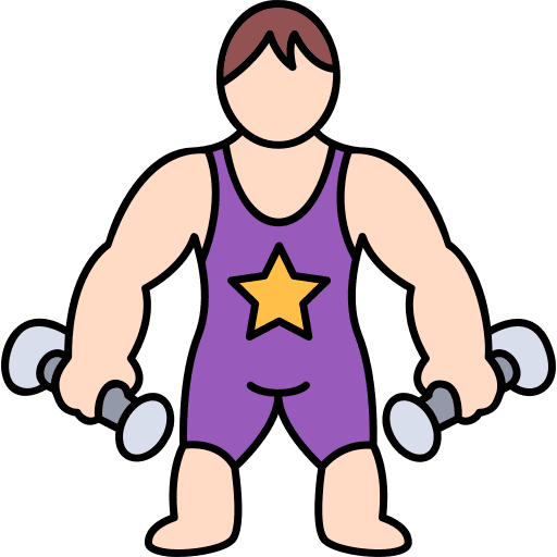 Muscle man dumbbell people circus icon