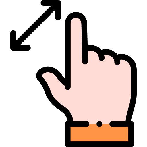 Zoom out gesture signals zoom out icon