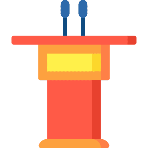 Podium lectern communications awareness icon